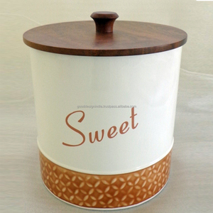 กล่องเก็บของหวานพร้อมฝาไม้กล่องเก็บโลหะและถังขยะที่มีฝาปิดกล่องเหล็กและถังขยะกล่องเก็บอาหาร - Product Image 1