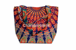 Sac fourre-tout Mandala en coton indien pour femmes sac à main à bandoulière à la mode sac à main cartable motif de logo floral pour faire du shopping - Product Image 4
