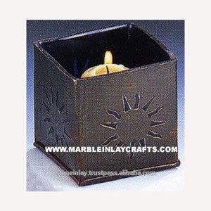 Magnifiques bougeoirs carrés en pierre noire - Product Image 1