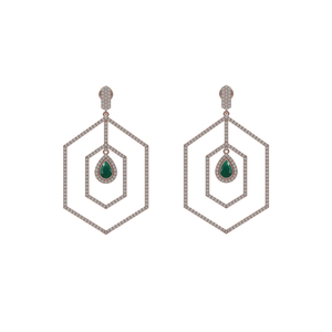 Pave Diamant Solide 14k Or Jaune Émeraude Boucles D'oreilles À La Main Or Diamant Bijoux Top Qualité Nouveau Design - Product Image 1