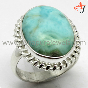 จักรวาลรูปไข่ Sky_Blue Larimar Bezel 925แหวนเงินสเตอร์ลิง,925เครื่องประดับเงินสเตอร์ลิง,ออนไลน์พลอยเครื่องประดับเงิน - Product Image 3