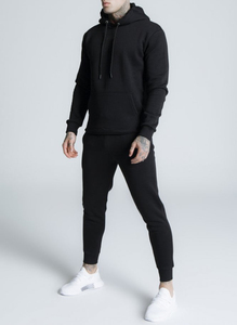 Sweat à Capuche Uni de Marque 100% Tissu Jersey de Coton Noir Polyester Hommes Survêtement - Product Image 4