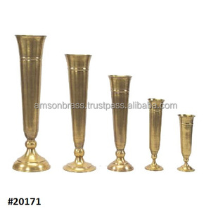 แจกันอลูมิเนียมทองเหลืองทันสมัยแจกันโลหะทองเหลืองด้ามคู่แจกันดอกไม้ทรัมเปตตกแต่งโลหะ - Product Image 6