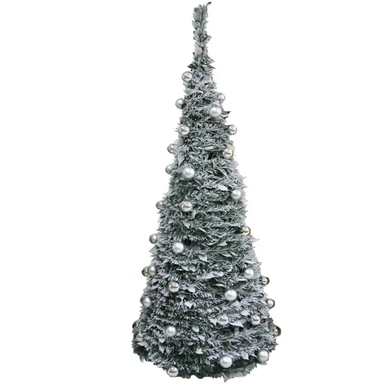 Premium 6ft fully decorated pre lit frosted led snowing christmas tree for xmas home decor
