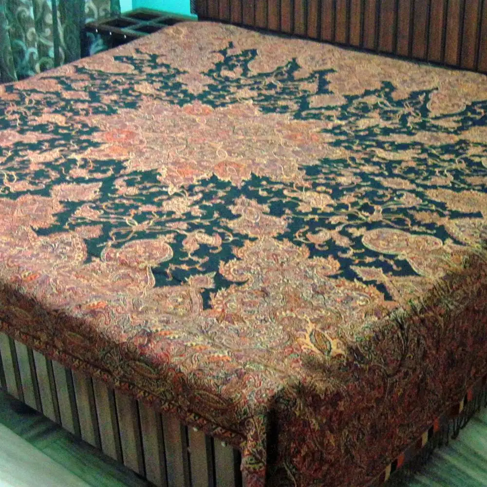 Hint kanepe atar ipek saf ipek jamavar jakarlı dokuma boyalı iplik dokuma desen büyük boy atar yatak örtüleri