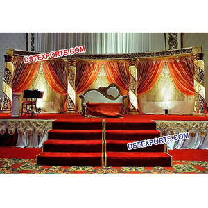 Muslim Nikah Gold <b>Crystal</b> Stage <b>Set</b> Indian Wedding Reception Stage Fiber <b>Crystal</b> Stage <b>Set</b> - Product Image 1
