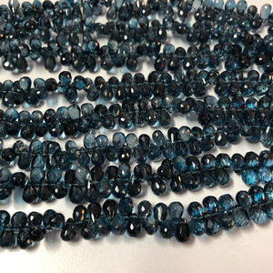 5มม. 6มม. ธรรมชาติลอนดอนสีฟ้าบุษราคัมเจียระไนหยดน้ำตาแบบเม็ดอัญมณี - Product Image 1