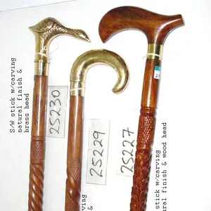 Wooden walking stick handmade with brass and wooden handle / Wooden walking canes with brass and wooden decorative handle