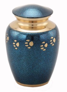 โกศใส่ศพสัตว์เลี้ยงลายหินอ่อนสีแดงเชอร์รี่เครื่องหมายอุ้งเท้าสีทอง - Product Image 3