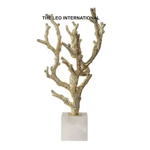 รูปปั้นปะการังต้นไม้เลียนแบบโบราณฐานหินอ่อนพิมพ์ลายดอกไม้ที่ทันสมัยแบบโลหะการหล่อสำหรับตกแต่งบ้าน - Product Image 1