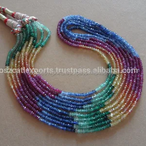 Multi Color Bead Emerald Ruby Sapphire 3 to 4 mm Micro Faceted Full Roundel Gemstone