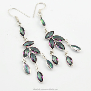 Pendientes hechos a mano de topacio místico Natural de Plata de Ley 925 - Product Image 2