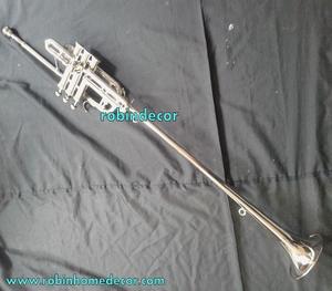 Trompette avec étui et embout en laiton pur, élément de décoration pour trompette, CHROME, livraison gratuite - Product Image 2