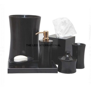 Ensemble d'accessoires de salle de bain de haute qualité et bon marché, 7 pièces, ensemble de toilette et d'accessoires de salle de bain, finition noire - Product Image 1