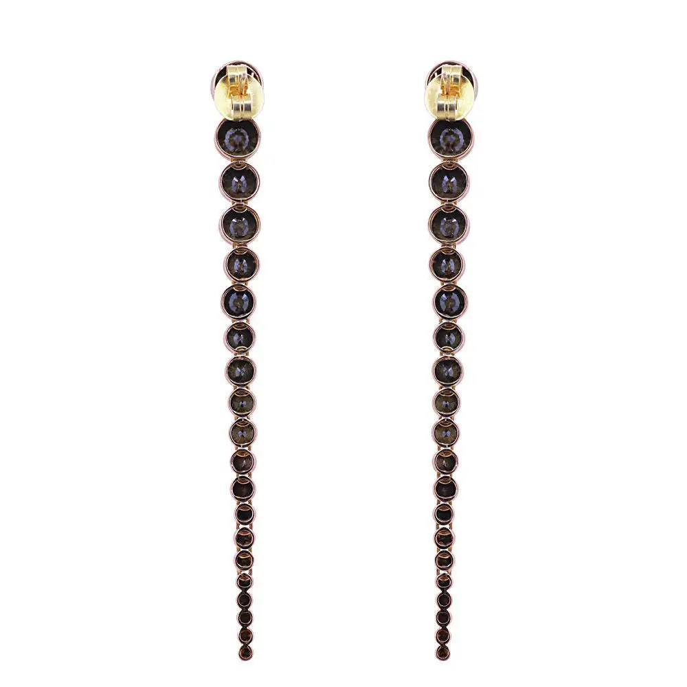 4.00 Ct Anting-Anting Desainer Berlian Hitam Bulat Natural 14K Rose Gold