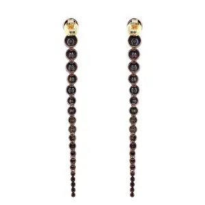 Pendientes de oro rosa de 14 quilates, Diamante Negro, redondo, Natural, 4,00 quilates