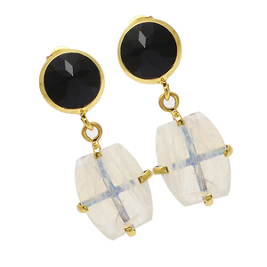 พลอยมูนสโตนสีดำ925ต่างหูชุบทองเงินสเตอร์ลิงต่างหูแฟชั่นสำหรับวันครบรอบแต่งงานและงานเลี้ยง - Product Image 2