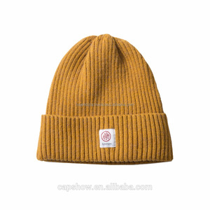 High Quality Winter Plain Dyed Custom Beanie <b>Hat</b> 100% Acrylic Warm Knitted Beanie with Custom Logo Embroidery - Product Image 4