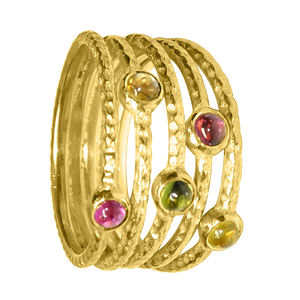 สวยหลายทัวร์มาลีนสเตอร์ลิงชุบทองเกลียวแหวนพลอย - Product Image 2