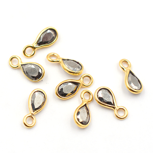 Pyrite poire forme 925 lunette en argent Sterling plaqué or pendentif fabrication de bijoux faits à la main - Product Image 1