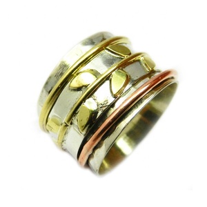 Precio barato venta directa de fábrica 925 plata esterlina latón cobre dos tonos Spinner eternidad Vermeil anillo joyería fina - Product Image 1