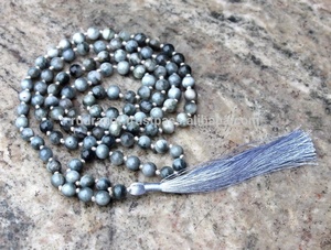 Rosario de Meditación de Piedras Preciosas Naturales, Cuentas de Ojo de Gato Gris Lisas de 6 mm, Collar de Mala Espiritual, OEM, DROPSHIPPING, Hindú, Terceros - Product Image 5
