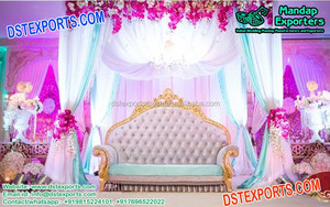 De la boda Punjabi Sangeet fase dos plazas Rajasthani Mehandi etapa de decoración con sofá Sangeet etapa Rajwada mira amor-Seater - Product Image 4