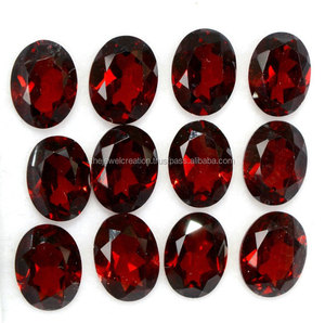 หินโกเมนสีแดงธรรมชาติขนาด8มม. 9มม. อัญมณีกึ่งมีค่าทรงไข่เจียระไนแบบหลวม - Product Image 1