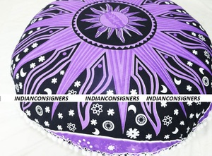 Coton brûlant soleil 32 pouces forme ronde pouf housse de coussin de sol plusieurs couleurs décor à la maison merveilleux par les expéditeurs indiens - Product Image 3