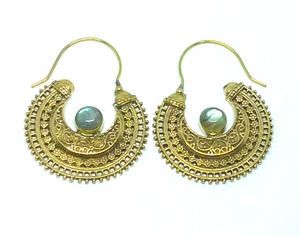 ต่างหูห่วงทองเหลืองสไตล์โบฮีเมียนแนวศาสนามาใหม่2018ประดับเพชรลาบราดอไรต์และเครื่องประดับมุกสไตล์โบโฮ - Product Image 4