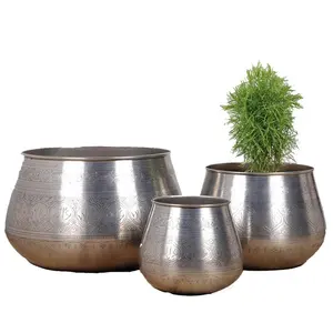 Bruiloft Decoratie Sets Ijzer Reliëf Indoor Zilver Decoratieve Planter Set Decoraties Voor Thuis Bloempotten