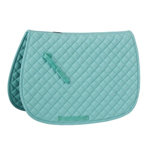 Tapis de selle matelassé en coton vert clair effet diamant avec rembourrage en polyester, couleur et taille personnalisables, style anglais élégant, marque LLT - Product Image 1