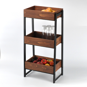 Estante de almacenamiento de baño de madera maciza y metal elegante ecológico en forma de A con revestimiento negro mate de 3 niveles con bandeja para hoteles y apartamentos - Product Image 3