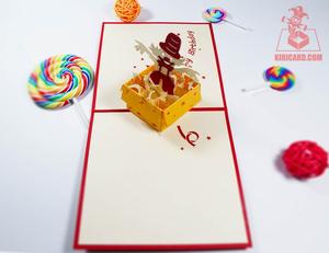 Carte d'anniversaire drôle Clown Pop Up Card avec couverture rouge fabrication en gros artisanat en gros - Product Image 4
