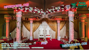 จักรพรรดิเสาสี่เสาคริสตัลตกแต่ง Mandap อินเดียแต่งงานคริสตัลติดตั้งเสา Mandap ฮินดู Mandaps แต่งงาน - Product Image 6