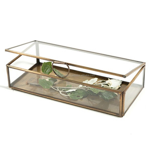 Rectangular Storage Jewelry Box in Brass Color - Product Image 1