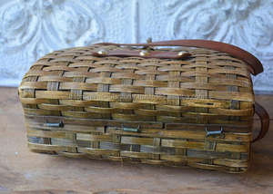 Sac à main panier en rotin et cuir marron Homely - Product Image 4