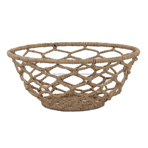 <b>Storage</b> <b>Wire</b> <b>Basket</b> with Rope Woven Work, Iron <b>Wire</b> <b>Basket</b> for Home and Kitchen, Decorative <b>Basket</b>, Designer <b>Basket</b> - Product Image 1