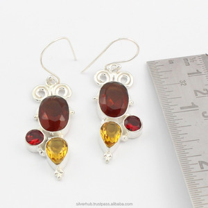 Pendientes de piedras preciosas de topacio ahumado Plata de Ley 925 hechos a mano elegante gota fina pendientes de niña regalo de aniversario al por mayor - Product Image 1