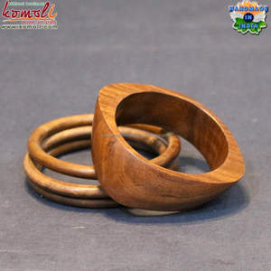 เครื่องประดับที่มีคุณภาพสูงนามธรรมรูปทรงสี่เหลี่ยมที่ทำด้วยมือกำไลไม้สร้อยข้อมือไม้เครื่องประดับรูปแบบอินเดีย - Product Image 4