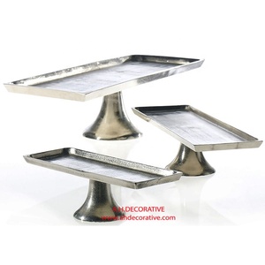 Bandeja de niquelado de diseño de aluminio de alta calidad, Base redonda para aperitivos, nueva - Product Image 1