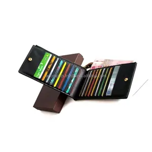 Black multi card holder wallets with press button closure