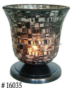 Christmas Decorative Red Color Glass <b>Hurricane</b> Handmade <b>Candle</b> Holder - Product Image 6