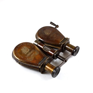 Jumelles en laiton vintage à finition nautique antique R & J Beck Ltd. Londres 1857 dans un étui en cuir - Product Image 5