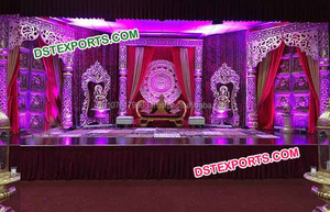 Musulmán Walima boda escenario Mughal boda FIBRA DE Rajwada etapa estilo tradicional boda escenario - Product Image 5