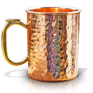Tasse de mule de Moscou martelée en cuivre pur avec poignée en cuivre - Product Image 1