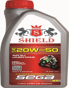 น้ำมันหล่อลื่นยานยนต์ SHIELD SEGA SAE 20W50 API SJ JASO MA2 ส่วนประกอบหลัก น้ำมันพื้นฐาน - Product Image 1