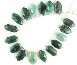 Top Quality Natural Emerald Gemstone Designer Shape Briolette Beads Making Green Jewelry Making May Birthstone