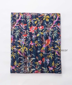 Designer hand stitched Floral & Bird Print <b>quilt</b> cotton bed <b>quilts</b> Kantha <b>quilt</b> wholesale - Product Image 1