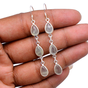 Pendientes de Plata de Ley 925 con Gema de Prehnita en Forma de Pera, Joyería de Moda para Bodas, Regalos, Fiestas para Mujeres - Product Image 3